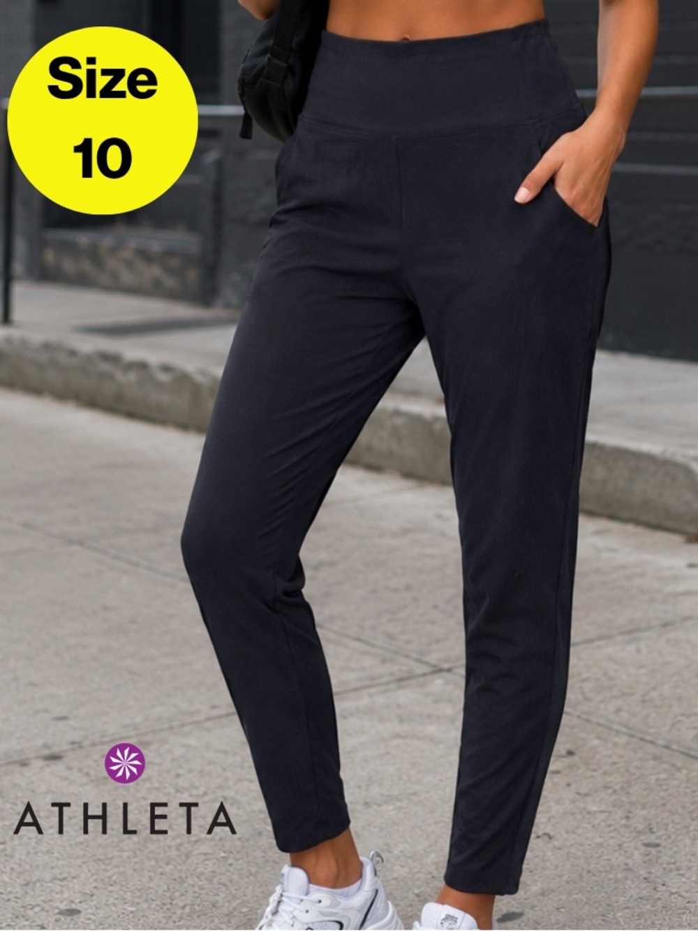 ATHLETA 🖤 High-Waist Tapered Jogger Pants - Trekkie Hybrid Crop Tight (Size 10)